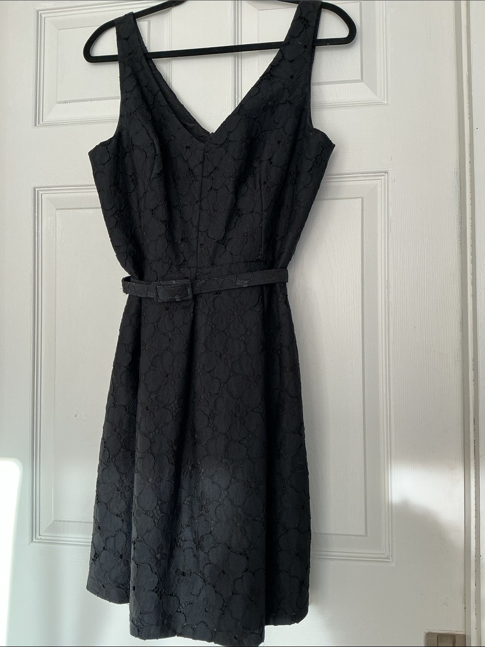 Trina Turk Black Lace V-Neck Fit-and-Flare Mini Dress